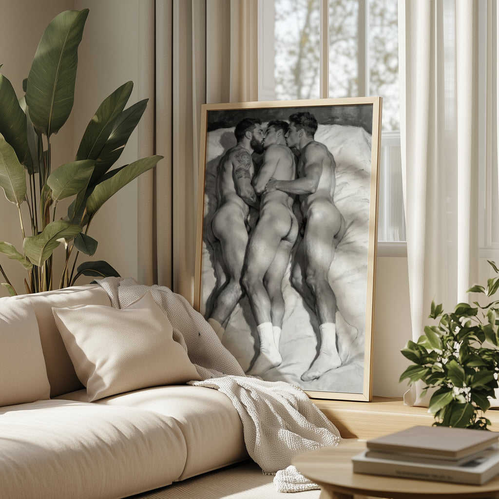 Threesome, 18+ Gay Art Print