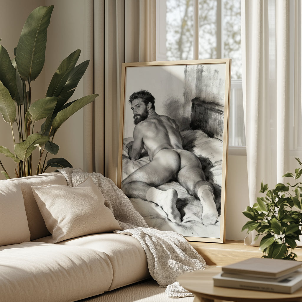 Man on the Bed — 18+ Men's Art Print