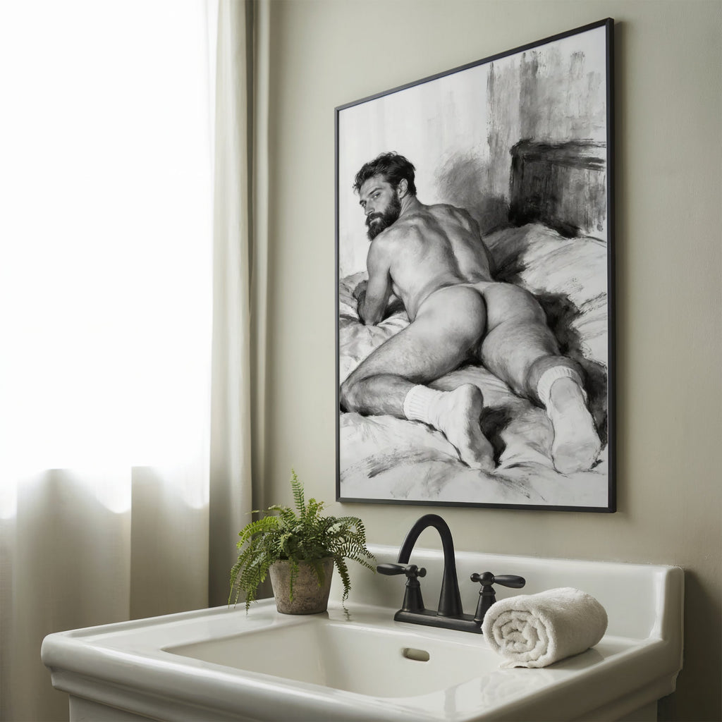 Man on the Bed — 18+ Men's Art Print