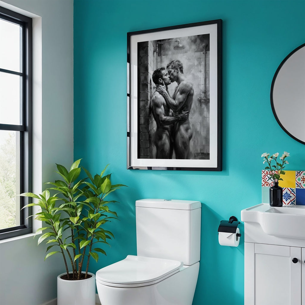 Shower Kiss — Queer Couple Art Print