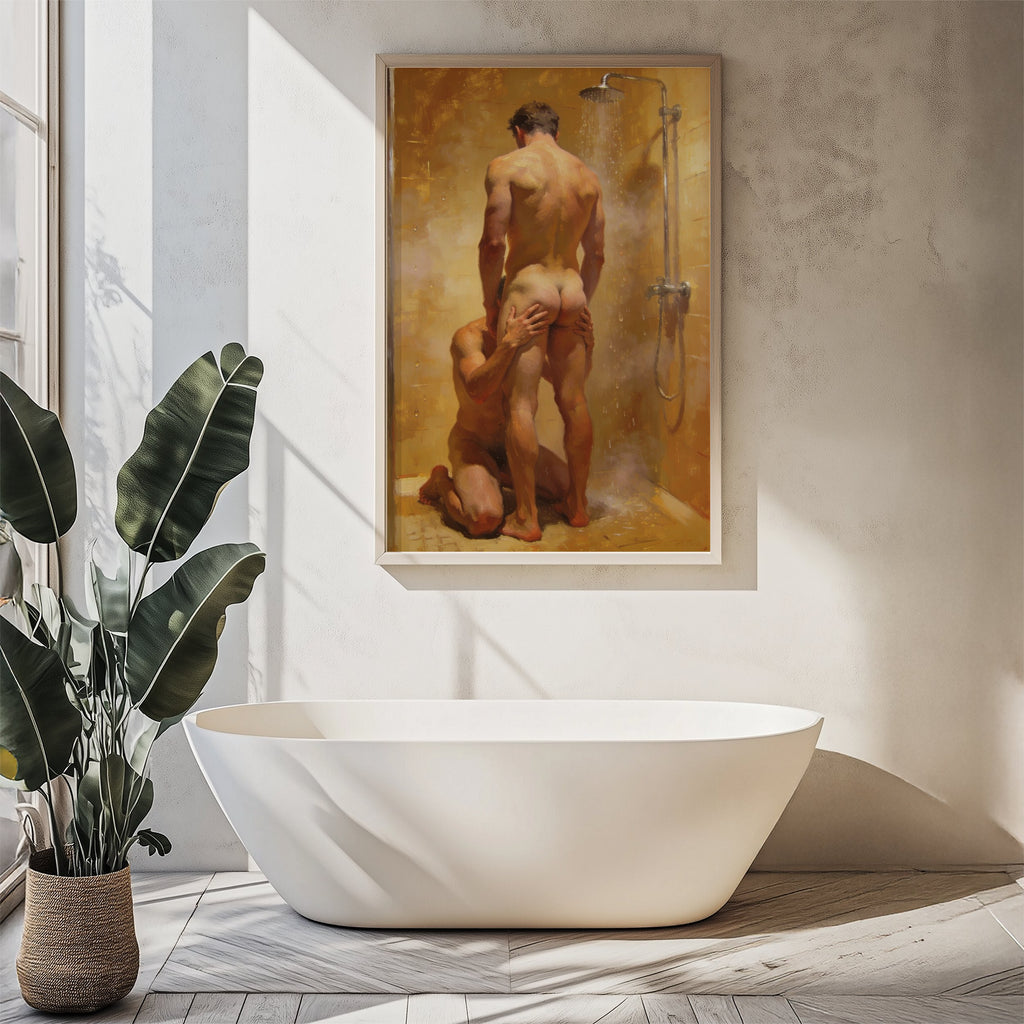 Nude Shower — 18+ Men's Art Print