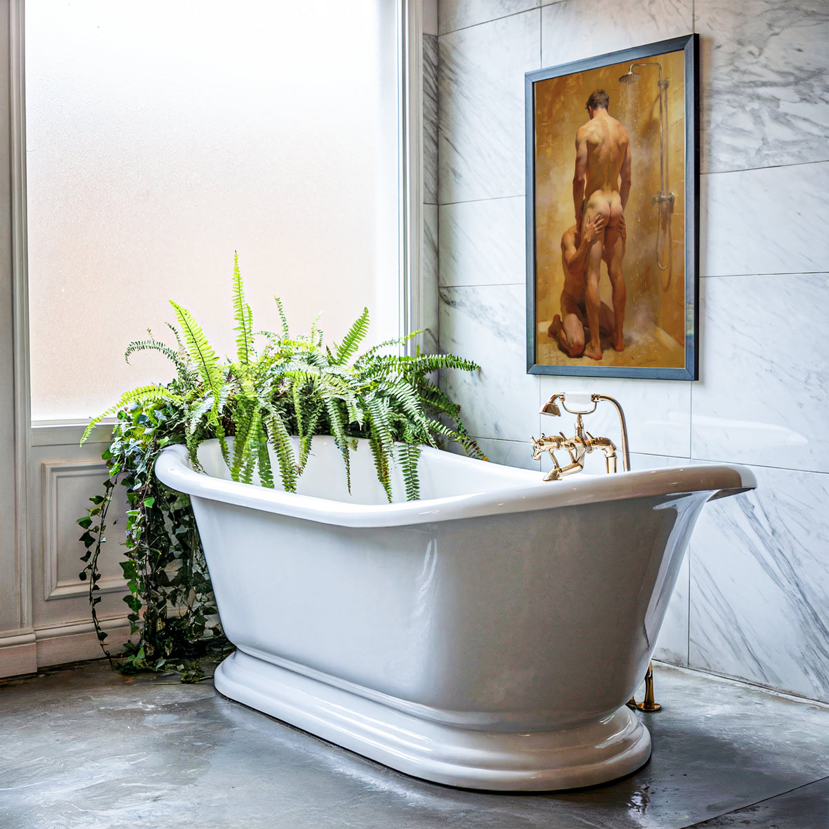 Nude Shower — 18+ Men's Art Print